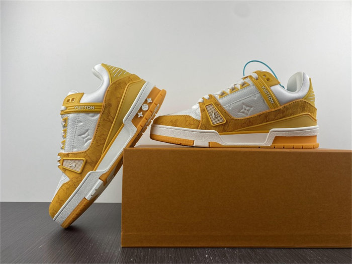 Luis Vitton Trainer Yellow Monogram Denim White 1A9JHB