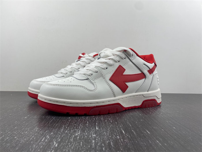 OFF-WHITE Out Of Office "OOO" Low Tops White Red OMIA189S22LEA0010125